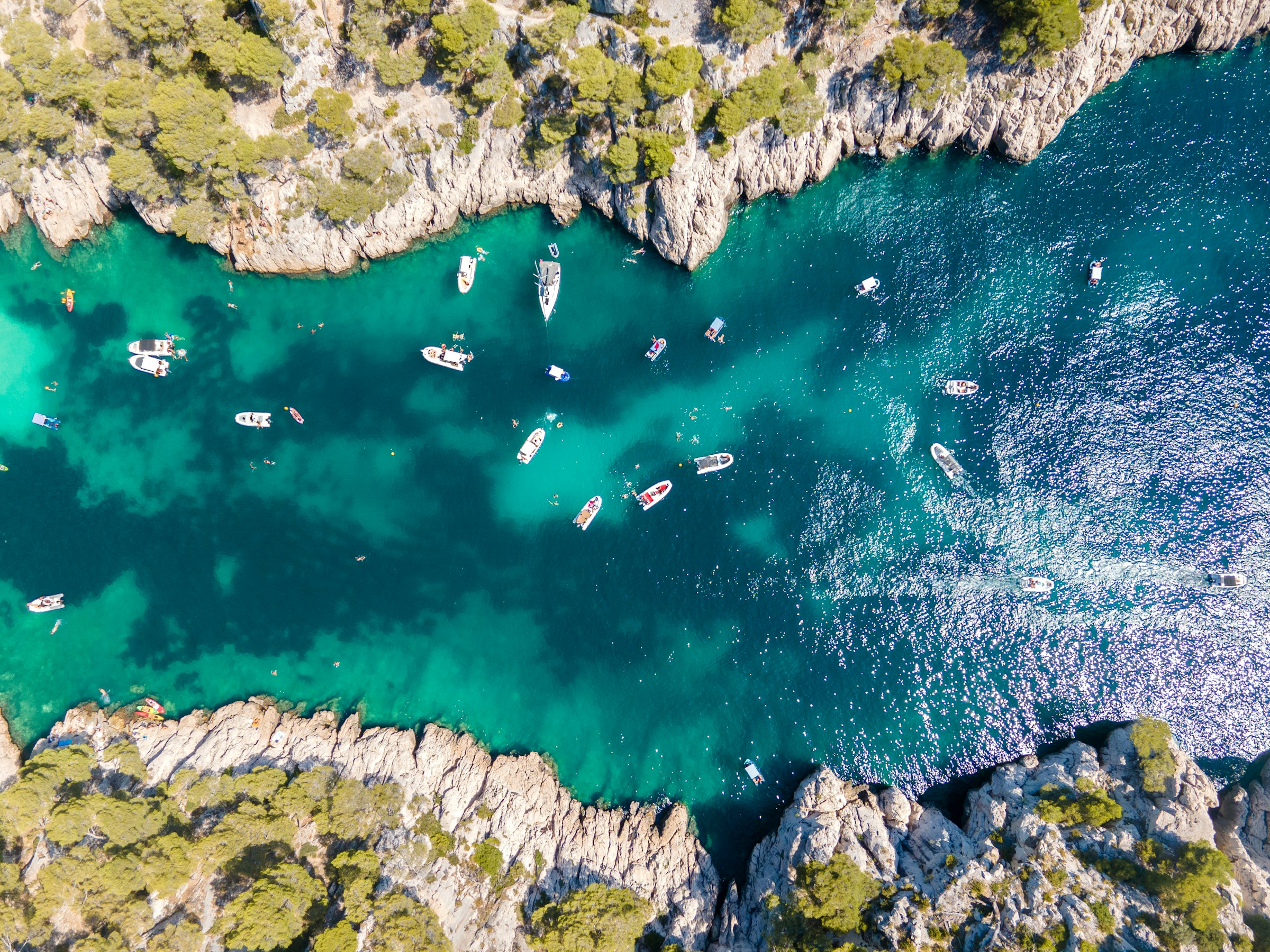 Scenic view of Marseille beach with clear blue water and sunny skies