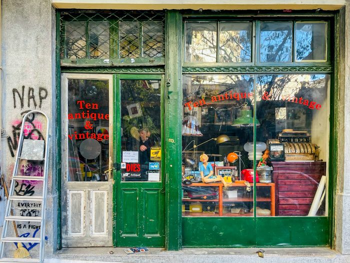Local shop in Thessaloniki showcasing Greek products and handmade goods